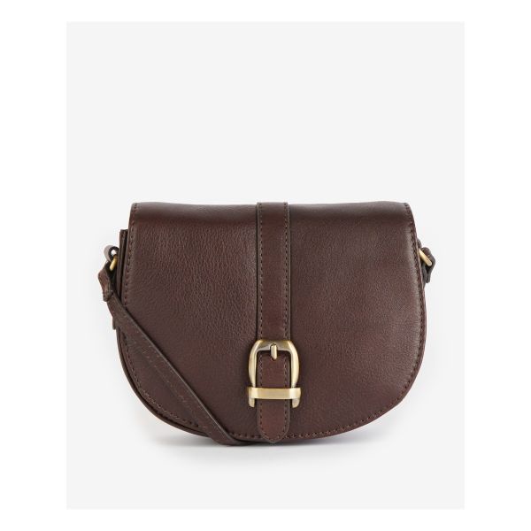 Barbour Laire Leather Saddle Bag Dark Brown