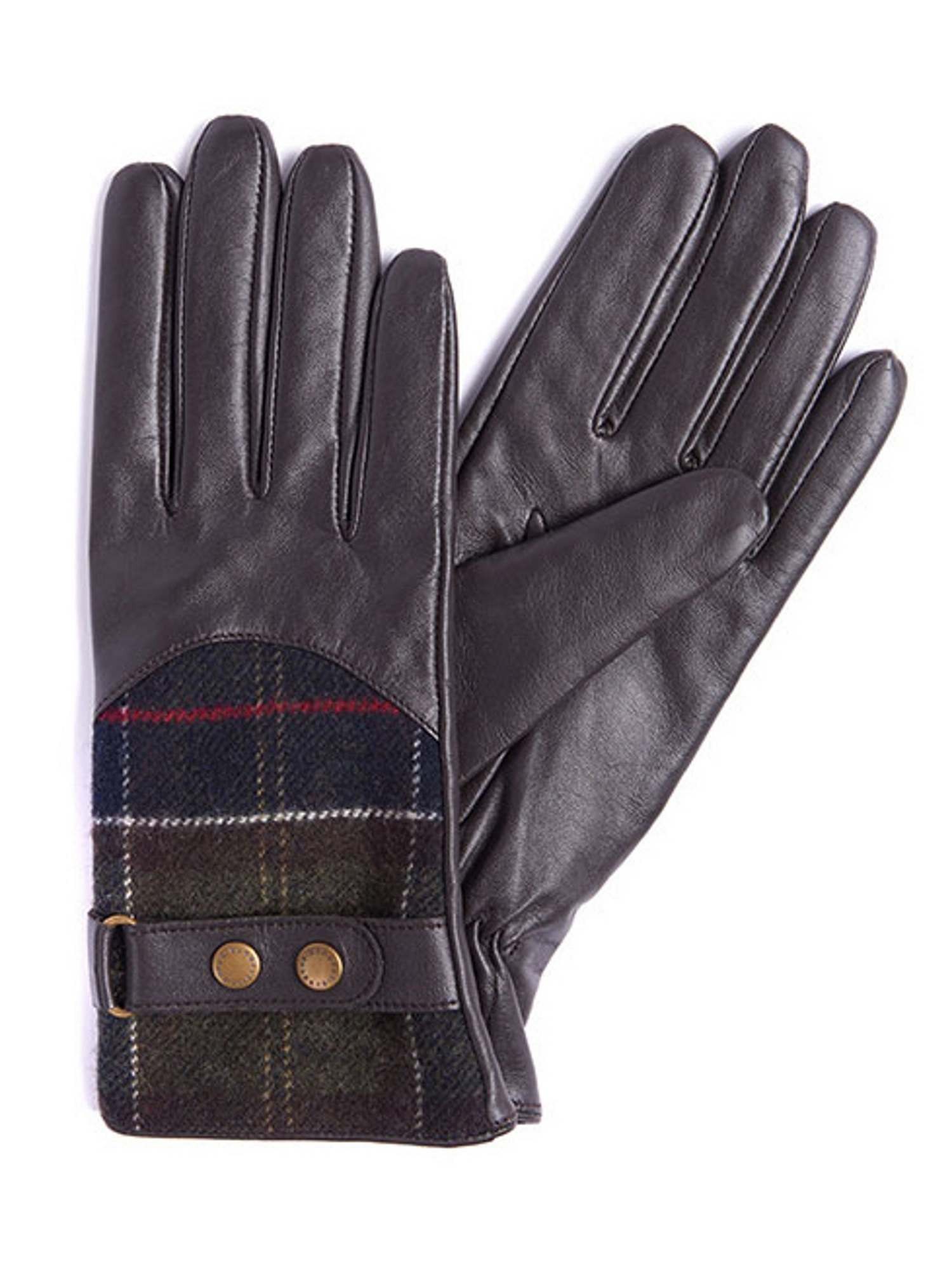Barbour Dee Tartan Gloves Dark Brown