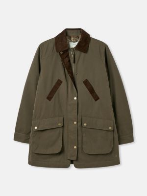Joules Banbury Dry Wax Jacket With Quilted Lining Heritage Green