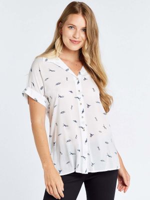 Dubarry Heron Cap Sleeve Printed Shirt White