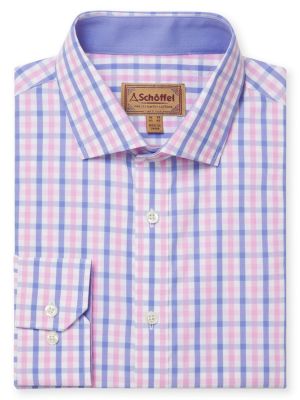 Schoffel Hebden Tailored Shirt Blue/Pink Check