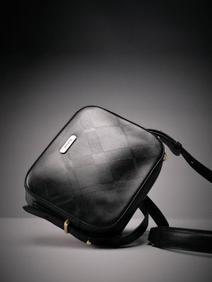 Barbour Daphne Deboss Leather Crossbody Bag Black/Deboss Tartan