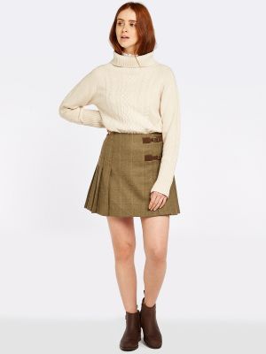 Dubarry Blossom Pleated Tweed Skirt Elm